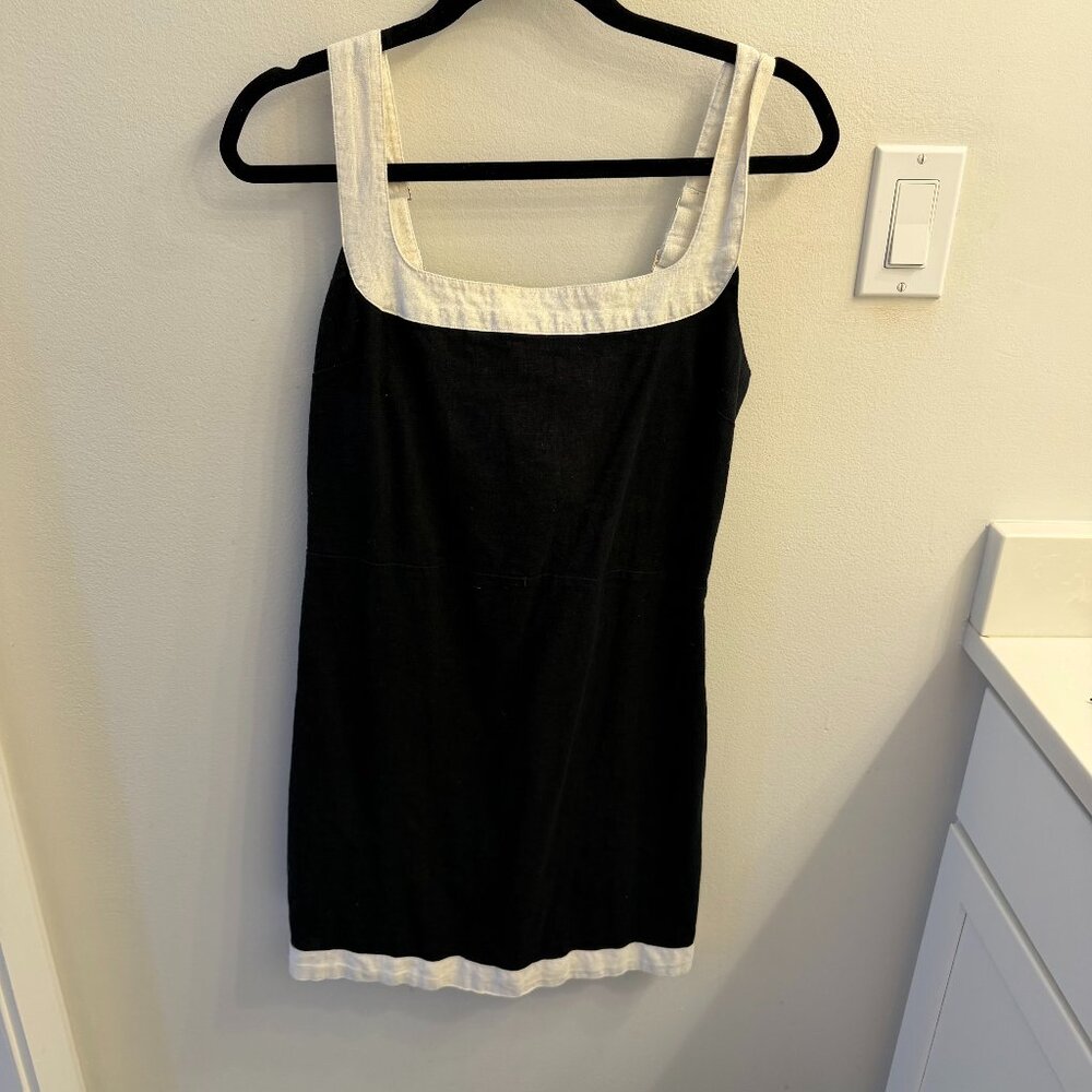 Abercrombie Black & White Linen Blend Sundress | Adjustable Straps | Size LT